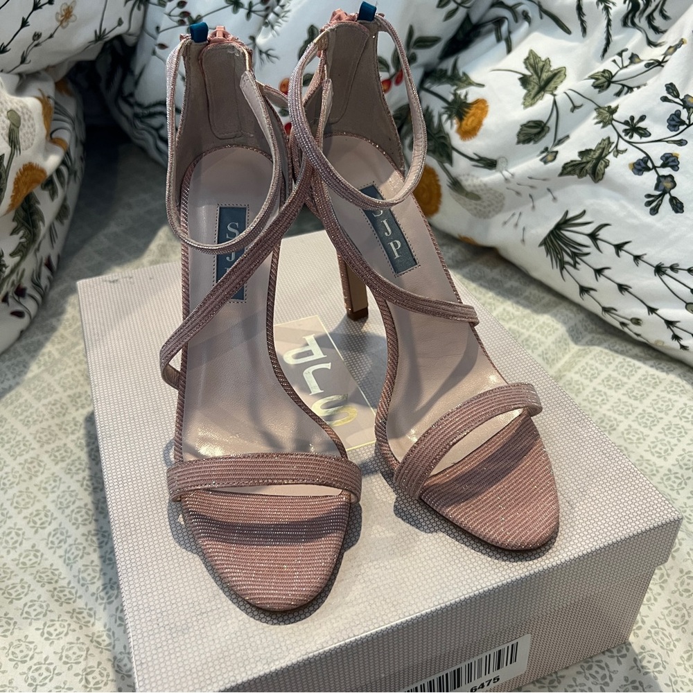 SJP Sparkly Pink Strappy Sandal Heels 36.5